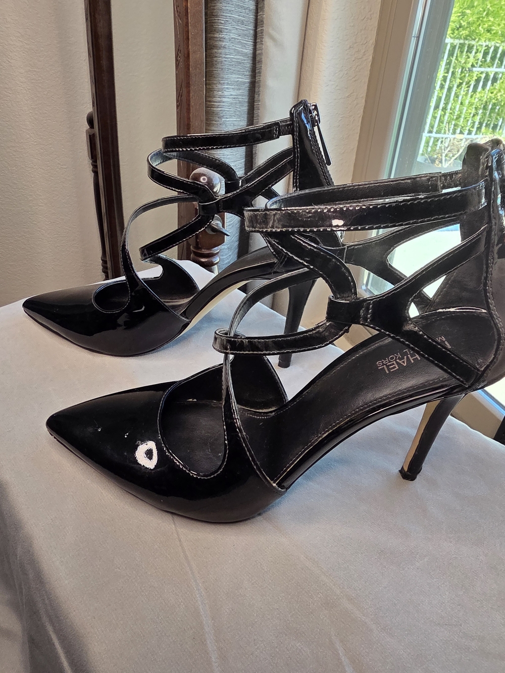 Michael Kors Black Patent Strappy Pointed-Toe Heels - Picture 3 of 5